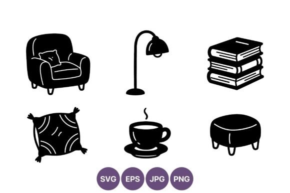 Black White Home Comfort Icons: Clean Graphics for Lifestyle Blogging and Editorial Design