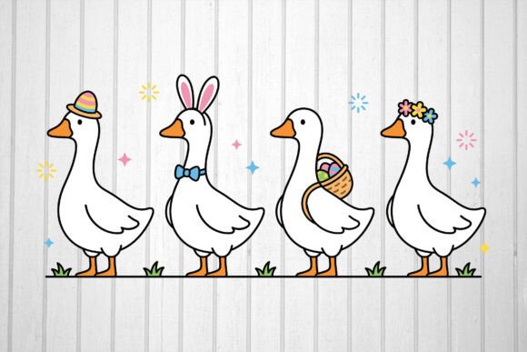 Cheerful Cartoon Geese for Festive Design Projects