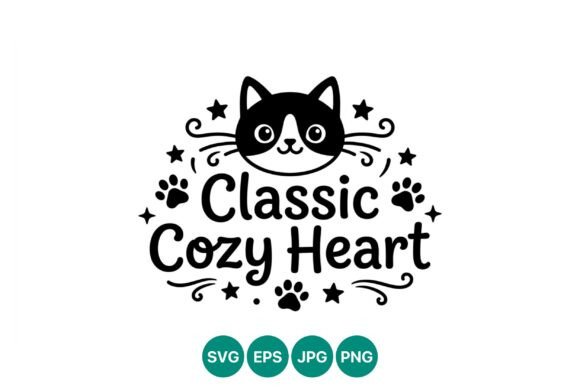 Classic Cozy Heart Cat Paw Vector – Playful Graphics for Local Branding