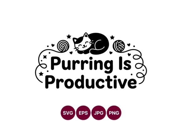 Cute Cat Purring Design SVG: A Peaceful Illustration for Soft Branding and Cozy Visuals
