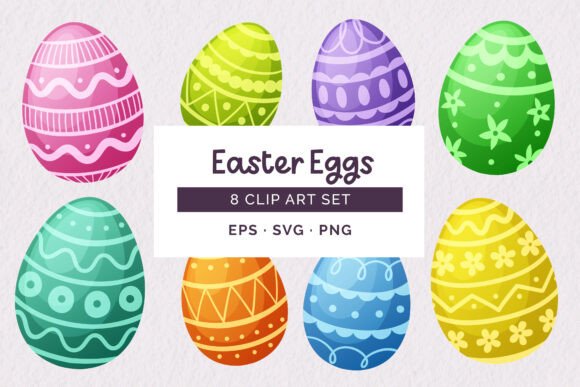 Cute Hand-Drawn Easter Egg Graphics for Festive Illustrations