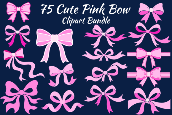 Cute Pink Bow Clipart Bundle 75 – Sweet Graphics for Crafters & Illustration Lovers