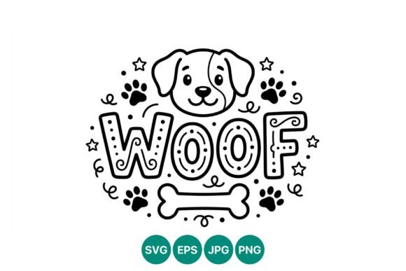 Dog Woof Black White Line Art: A Playful Illustration for Blog Graphics & Editorial Design