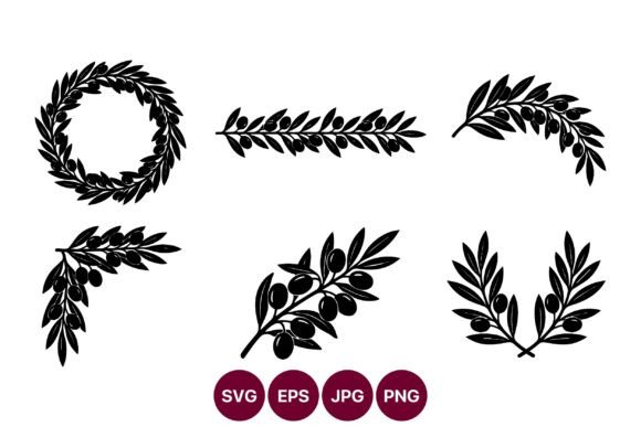 Elegant Olive Branch Wreaths for Brand Graphics & Illustrations