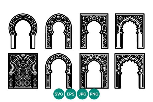 Moorish Arch Vector Art Set: Elegant Graphics for Crafters & Etsy Sellers