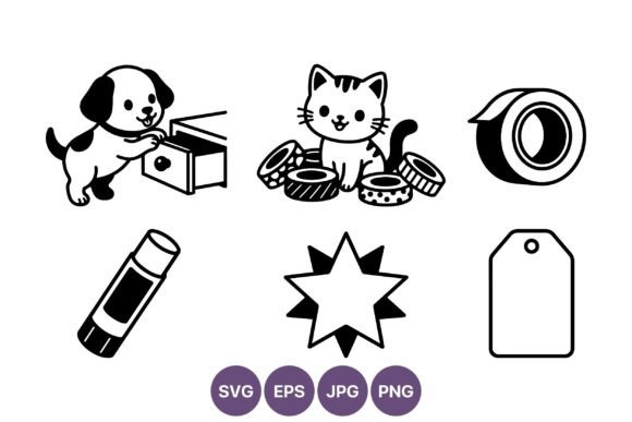 Playful Puppy and Kitten Craft Vector: A Fresh Editorial Illustration for Lifestyle and Creative Blogs