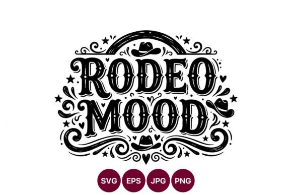 Rodeo Mood Black and White Western Graphics & Illustrations
