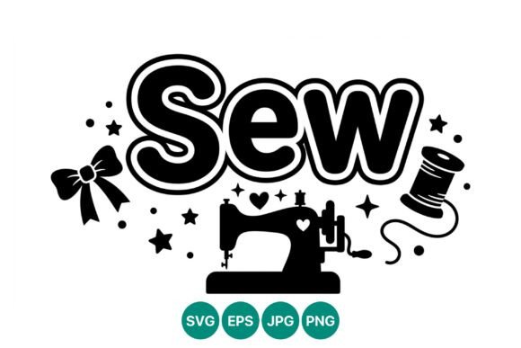 Sew Lettering with Sewing Machine Spool – A Vintage-Inspired Graphic for Handmade Branding and Craft Design