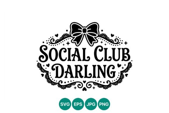 Social Club Darling Bow Lace Vector Graphics for Illustrations & Digital Selling