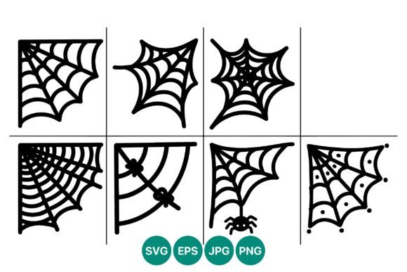Spider Web Corner Icons Black and White – Clean Graphics for Editorial and Web Design