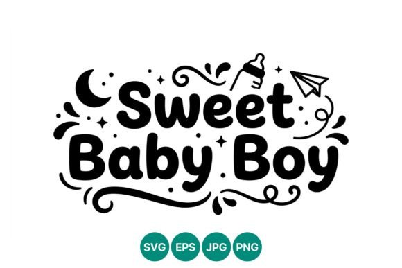 Sweet Baby Boy Lettering Vector – Playful Illustrations for Boutique Branding