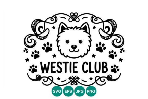 Westie Dog Club Line Art: A Practical Graphic for Digital Sellers and Illustration Lovers